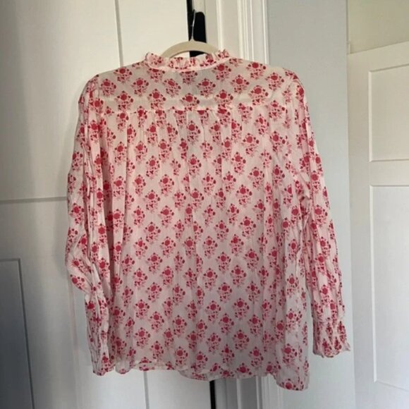 NWT Ro’s Garden Blouse Floral Red White Top Large (fits like XL) - Picture 2 of 4